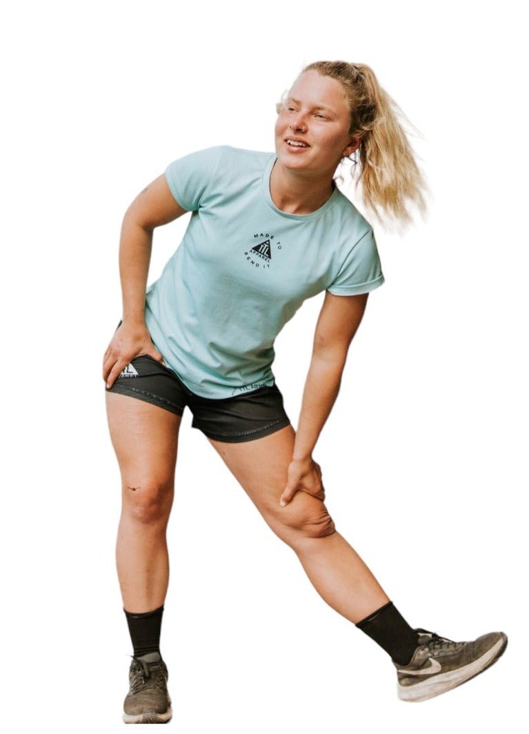 Teal running and training shirt / top. Made from eco friendly material that is 100% recycled. Made in Australia.